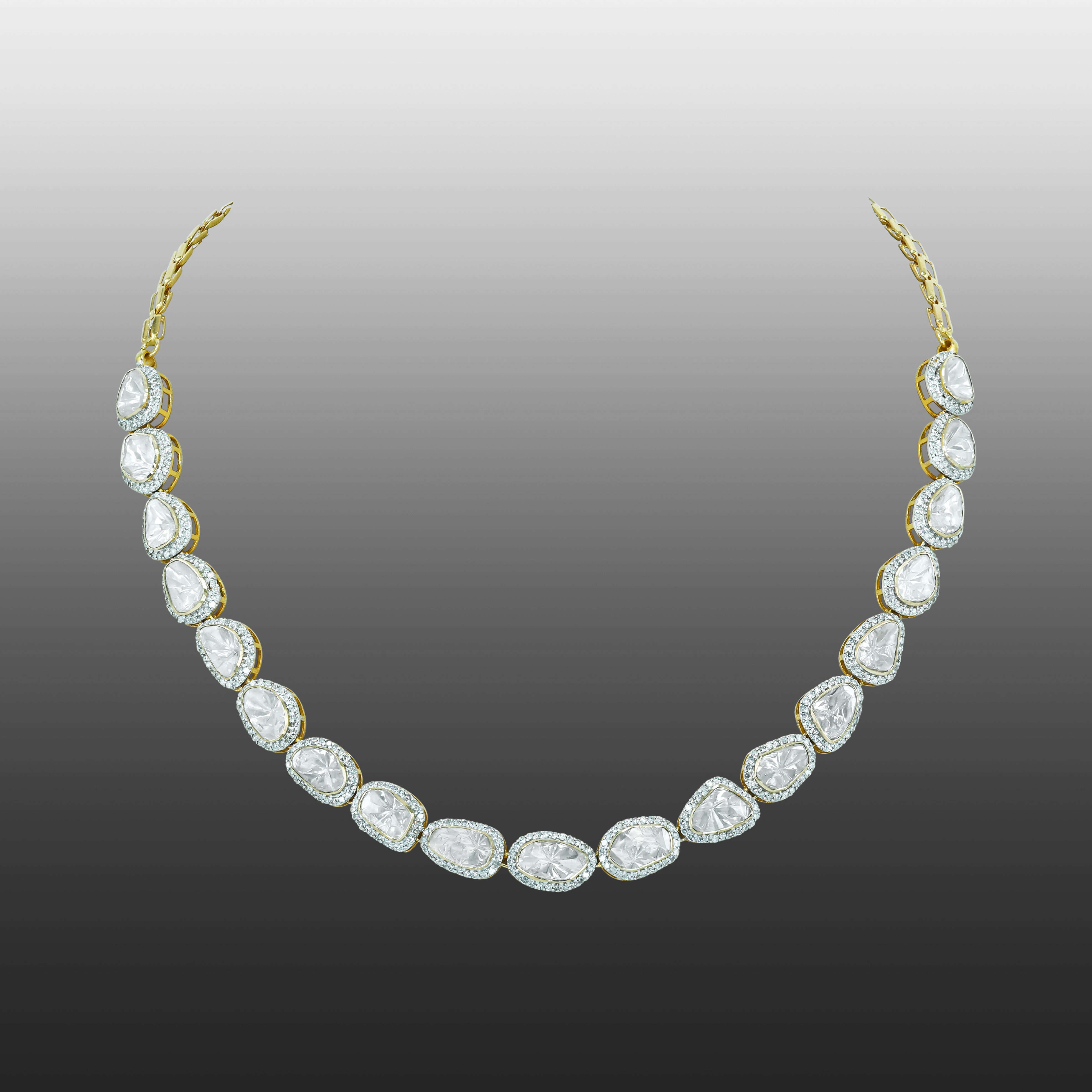 Polki Diamond Necklace with Diamond Halo